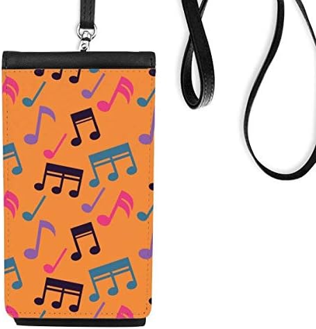 Шарени музички белешки портокал телефон паричник чанта паметен телефон виси кожена црна црна боја