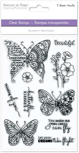 Засекогаш во време, јасни марки за еднократно печење на пеперутки убави марки за правење картички, занаетчиска декорација и белешка за книги