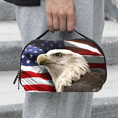 Тоалетна Торба Патна Торба, Водоотпорна Шминка Козметичка Торба За Патување Организатор За Додатоци, Американско Знаме Орел
