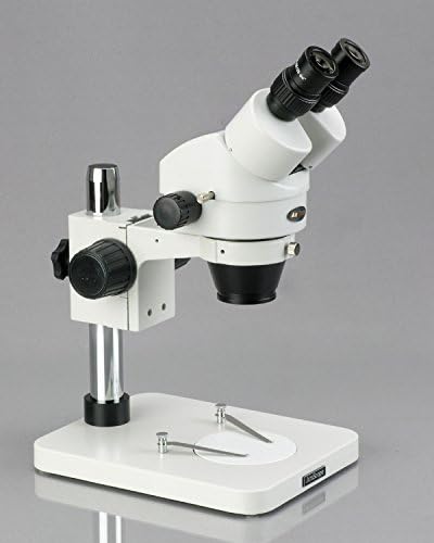 Amscope SM-1bs-L6W Професионален Бинокуларен Микроскоп За Стерео Зумирање, Wh10x Окулари, 7x-45X Зголемување, 0,7 X-4,5 X Зум Цел, 6W LED Gooseneck LED Светлина, Столб Штанд, 110V-240V