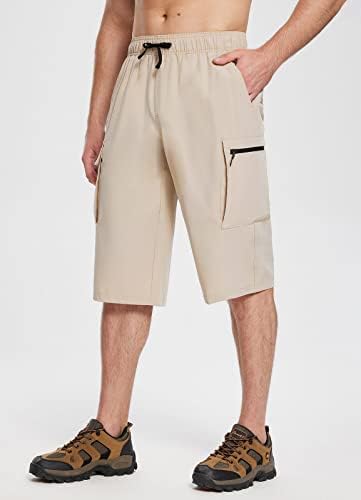 Долги шорцеви за мажи на Балаф под коленото 15 Капри панталони за пешачење со карго џебови Брзо суво лесна еластична салата за половината