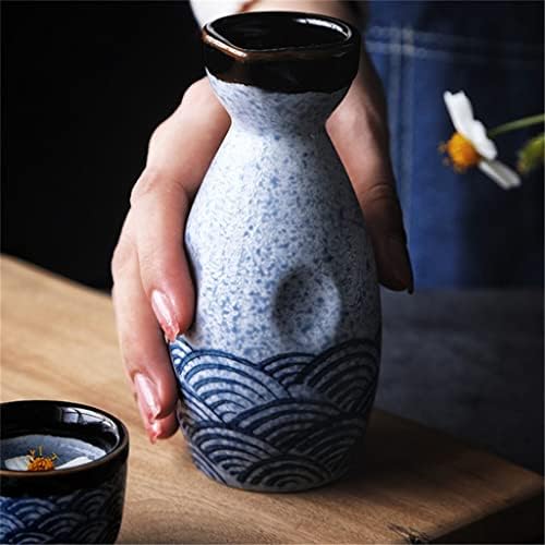 HGGDKDG јапонски стил морски бран на вино, креативно вино сет дома керамика за вино шише Флагон алкохол духови садови за пиење софтвер