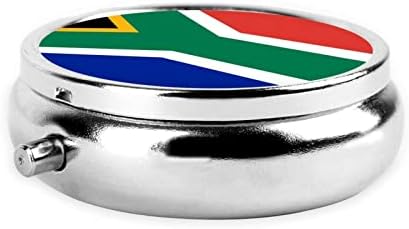 Кутија со знамиња со знамиња во Јужна Африка, тркалезна кутија со пилули, метална кутија со пилули со три оддели, лесен за носење