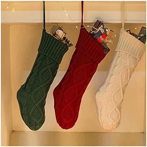 Дефлаб чорапи волна плетење дома декорација бонбони торби чорапи поставени 46 см дијамантски торбички торби чорапи украси Божиќни чорапи поставени