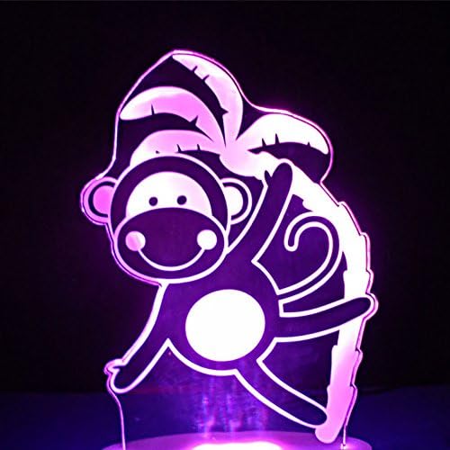 Моли Хиесон 3Д мајмун Горила ноќна светлина табела за ламба за декорирање табела за табели оптички илузија ламби 7 светла за промена