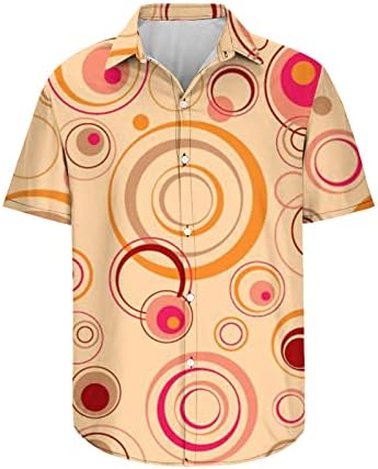 Мажи хавајски кошула геометриско копче за печатење нагоре кошули со кратки ракави на плажа врвови на отворено спортски маици летни плажа