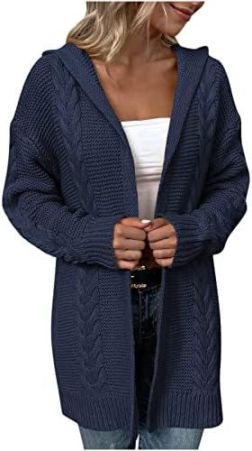 Женски бучен аспиратор кардиган џемпер преголем отворен фронт дечко со долги ракави солидни плетени џемпери надвор од облеката