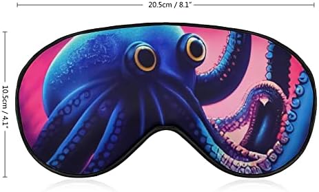 Lynarei Blue Octopus Sleep Mask Акварела море Диви животни за слепите за спиење за еластично затемнување на очите за очи за цело ноќно