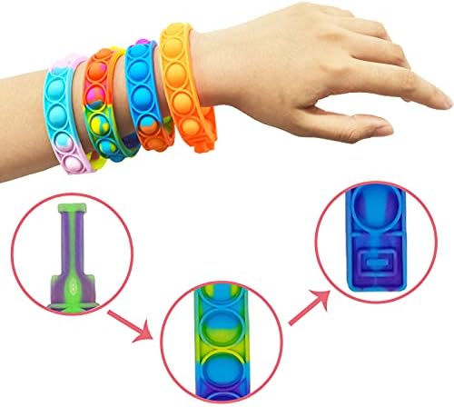 Vabamna 6 парчиња фидгетски рачен рачен зглоб, фигура играчка фидгет за олеснување на стресот, фигури нараквици играчки за аутизам играчки