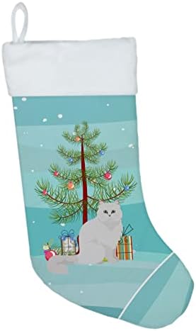Каролина богатства CK4758CS Chinchilla persian Longhair Cat Merry Christmas Christmas Christmas Stocking, камин што виси чорапи