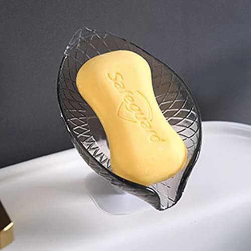 HZDJS Нова чаша за вшмукување во форма на лисја од дренажа сапун сапун за сапун полица за слободни удари на wallидот што виси за