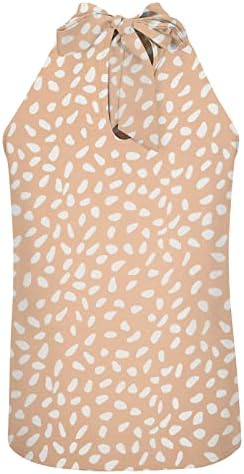 Womenените лето есен Бранч Топ облека без ракави, цветна графичка плетена кошула за блуза за девојчиња VQ VQ