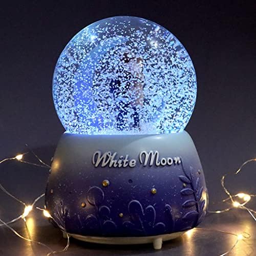 Ydxny креативни светла во боја лебдат снегулки бела месечина двојка стаклена кристална топка музичка кутија Танабата роденденски подарок
