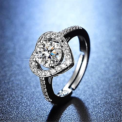 2023 година Ново ветување за ангажман на дијаманти, сребрена пасијанс тркалезна прстен со платинуми позлатени плевели моисанит направено имитација