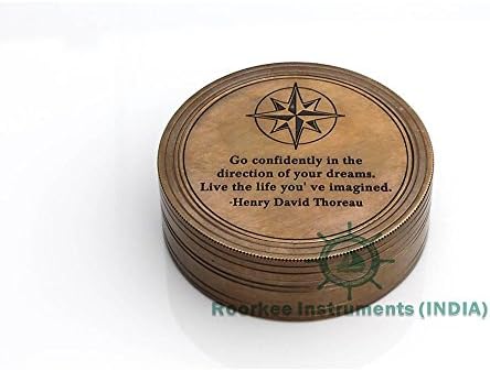 Рорки Инструменти Антички наутички гроздобер насочен магнетски сандилен часовник џеб компас цитат врежани подароци со кожен случај, син,