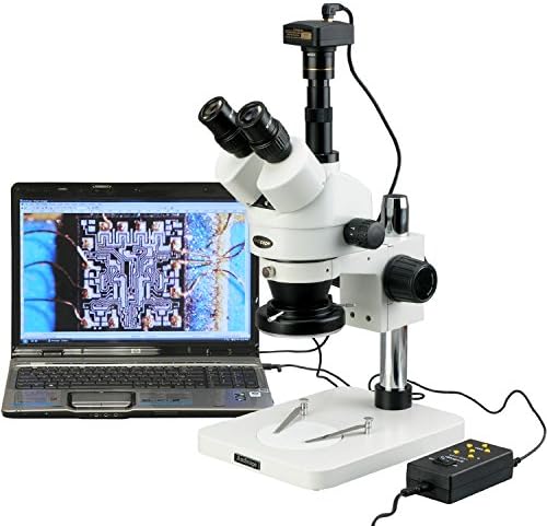 AMSCope SM-1TSX-144A Професионален тринокуларен стерео зум микроскоп, WH10x очни очи, зголемување од 3,5x-45x, зголемување од