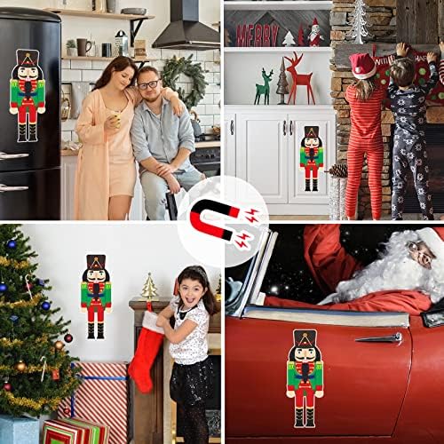Божиќни украси Qsum Оревокршач, 2 парчиња оревчести Божиќни украси Рефлексивни магнети Силни магнети за фрижидер, магнети за автомобили, подарок за забава