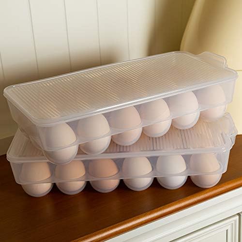 Еслит покриен држач за јајца, складирање на јајца за фрижидер, одговара на 18 јајца, пакет од 2
