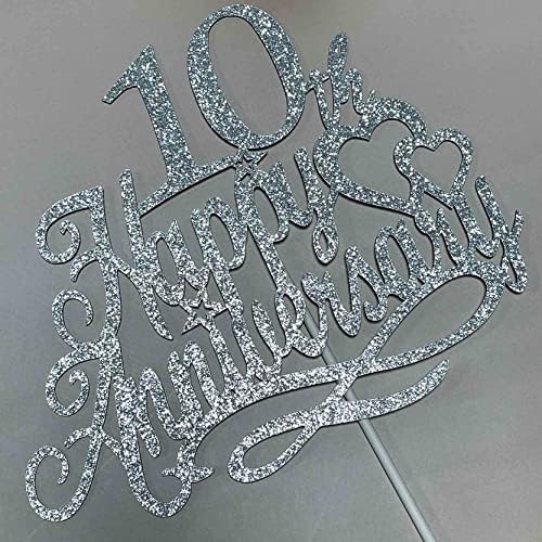 NSHYXXSPY Среќна 10 -годишнина од торта за торта - 10 -годишнина од свадбата, компанија 10 -годишнина, 10 -ти украси за роденденски забави,