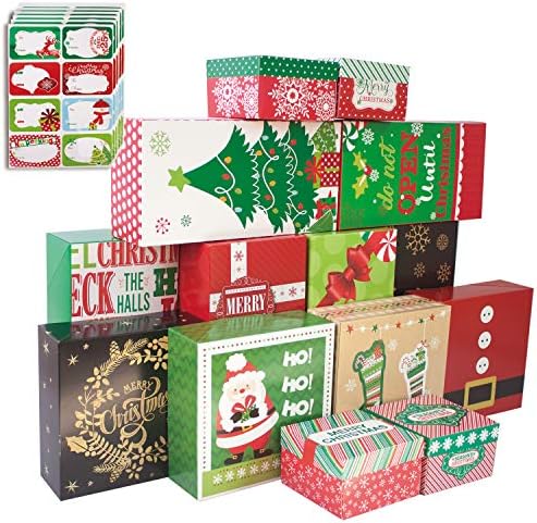забава смешни 14 Украсни Божиќни Кутии За Подароци со Капаци и Налепници За Божиќни Подароци Од 80 Броеви