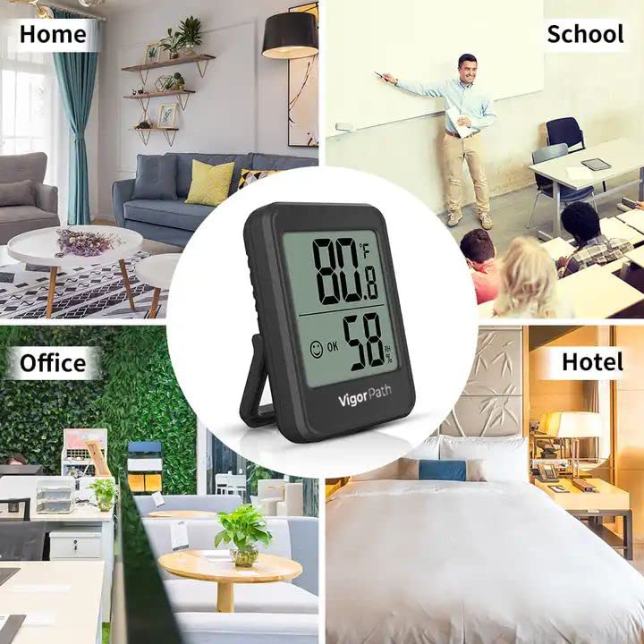 Дигитален хигрометарски термометар во затворен простор - Мерач на влажност за дома, спална соба, бебешка соба, канцеларија, стаклена