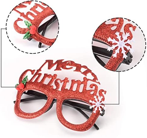 LTSTOR 12 ПЦС Божиќни очила Рамки Божиќна декорација симпатична и флексибилност за да одговара на рамки за очила одлично забавно и празнично