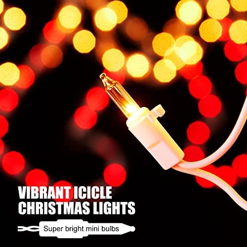 Божиќни светла светла за порибување на светла - 13 -тина 180 светилки, кои висат светла, светкави кабел со 8 клипови, конективни самовила за лавилки за покриви на приврз