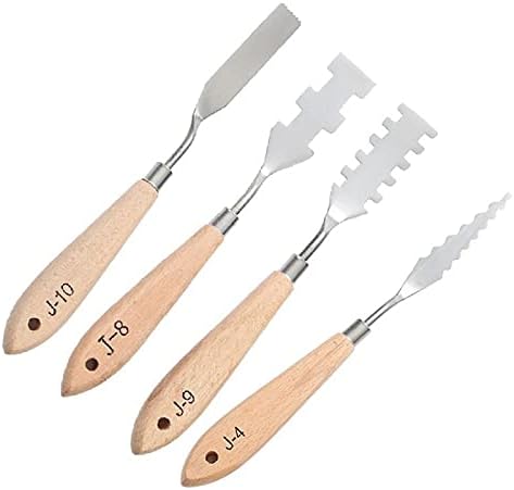 Sawqf 10 парчиња палета од не'рѓосувачки челик, ножеви за бојадисување на ножеви за уметничко масло акрилно сликарство алатки