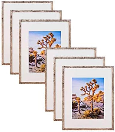 Плус рамка за слика на рустикален стил со мат од слонова коска за 16x20 фотографии - светло дрво жито, закачалки вклучени за хоризонтално