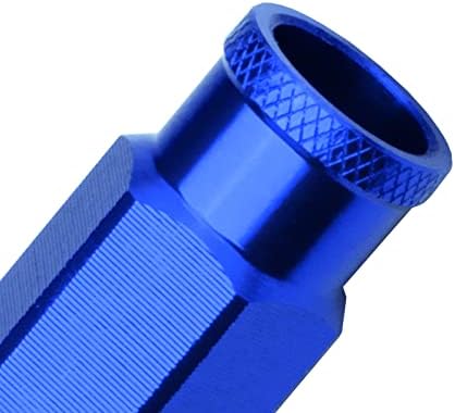 Ezauto Wrap Blue 20 парчиња M12x1.25 Lug Orits Short 50mm Tuner Tuner Open End Aluminum Wheels Rims Cap WN01
