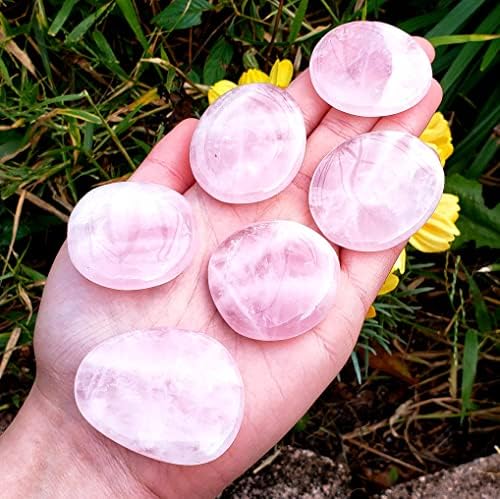 Роуз кварц Природно заздравување кристал мазен полиран скапоцен камен загрижени палми џеб од Бразил