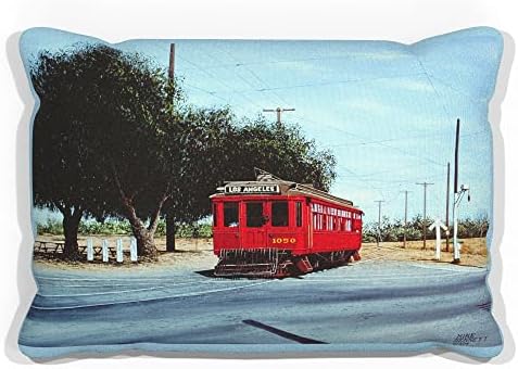 Лос Анџелес Електрична количка Фаукс велур софа фрла перница од цртање и сликарство од уметникот Мајк Бенет 13 „x 19“.