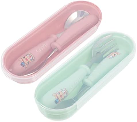 Doitool Бебе лажица 6 комплети Деца безбедно јадење носење лажици за прибор за јадење, придвижувачки прибор за прибор за дома, цртани