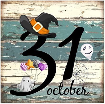 Ретро рустикален стил Ноќта на вештерките знак Ноќта на вештерките 31 октомври 31 октомври дрвена wallидна уметност плакета за тремот