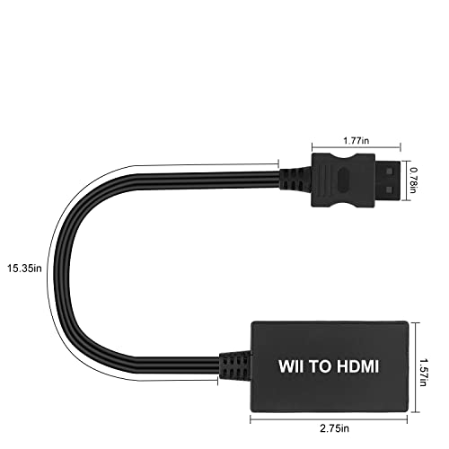 Tgwbawm Wii До HDMI Конвертор, 1080p Wii Во HDMI Адаптер Излез Видео&засилувач;Аудио со 3.5 mm Приклучок Аудио, Поддржува Сите