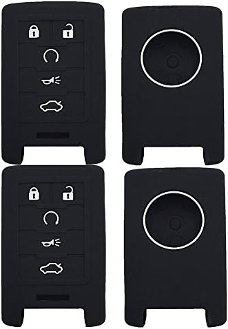 Ezzy Auto Black Guber Silicone Key Fob Cast Cover Cover Cover Cage Заштитник на јакна за Cadillac SRX Cadillac St.