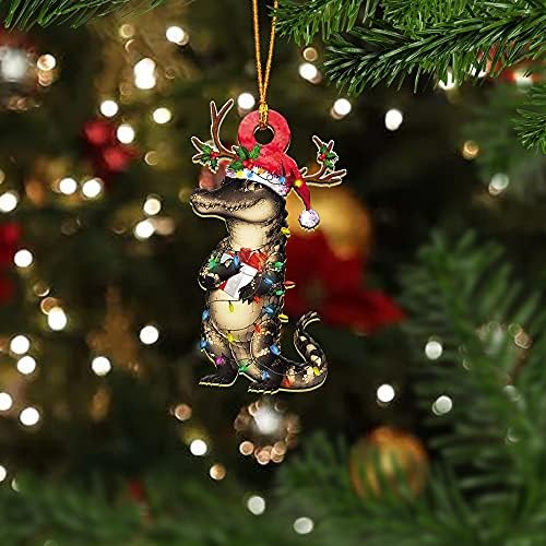 Алигатор облечен во црвена ирваси капа со жици светла украс за украси за новогодишна елка, чиста пластика виси декорација куќа презентирана