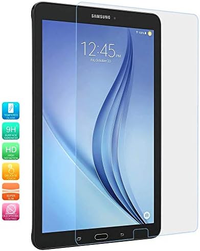 [2 пакет] Galaxy Tab E 9.6 Заштитник на екранот, Kiq Temered Glass 9h Тешко 0,30мм без меур анти-копач само-рекламирање лесно за инсталирање