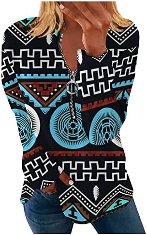 Womenенски долг ракав Топ 2023 Моден патент со долги ракавици, Етнички стил, печатен маица Топ Топ Топ
