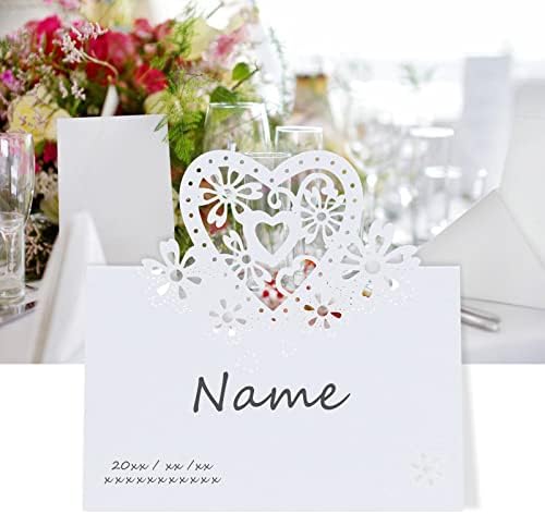 50 парчиња картички за имиња во форма на срцеви картички за табели број празни шатори картички за свадба прием бебе туш роденденска