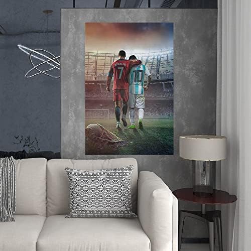 Уметнички Фудбалски Ѕвезди На Мофанми Кристијано Роналдо и Лионел Меси Платно Плакат Уметнички Ѕид Декор 12ин € 18in