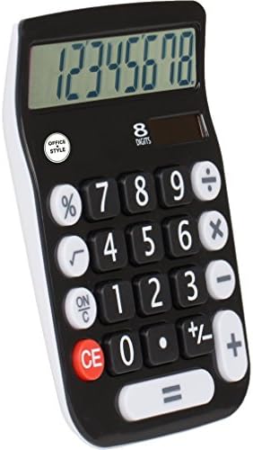 8 цифрен калкулатор за десктоп со двојна моќност, ЛЦД дисплеј, црно-по канцеларија + стил