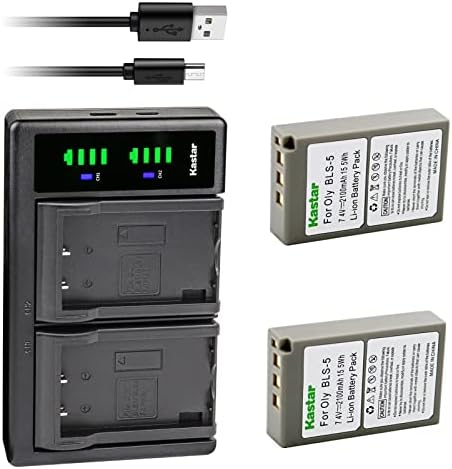 Замена на Kastar 2x BLS-5, PS-BLS5, BLS-50 батерија и LTD2 USB полнач за Олимп Е-ПЛ10, Е-ПМ1, Е-ПМ2, Стилус 1, Стилус 1С, ОМ-Д Е-М10, ОМ-Д