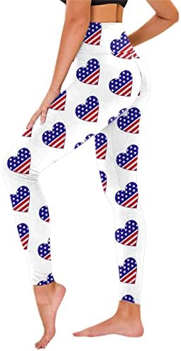 Хеланки со висок Струк За Жени сад 4 јули Не Гледаат Преку Атлетска Контрола НА Стомакот Панталони За Вежбање Знаме НА САД