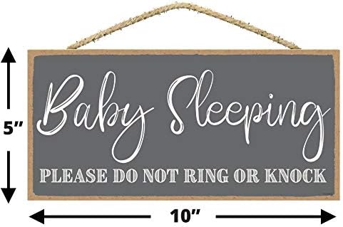 Сара Џој Бебе Спиење Знак - Бебе Спиење Знак Влезната Врата 5 х 10 инчи - Не Ѕвони Вратата Знак Бебе Спиење-Шшш Спиење Бебе