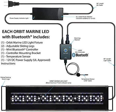 Тековна Орбита На САД Морски ЛЕД Гребен Аквариум Светлина | Безжична Светлина И Контролер На Пумпа | Апликација За Јамка-Bluetooth| Одговара