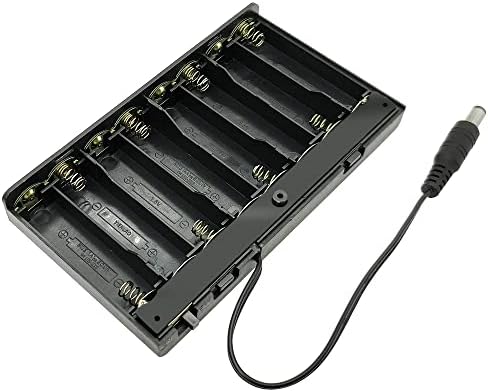Hyhpsjiee 2pcs 8x1, 5V 12V Hol Држач За Батерија Со Капак, DC 5, 5x2, 1mm Приклучок За Вклучување/Исклучување 8aa Кутија ЗА складирање