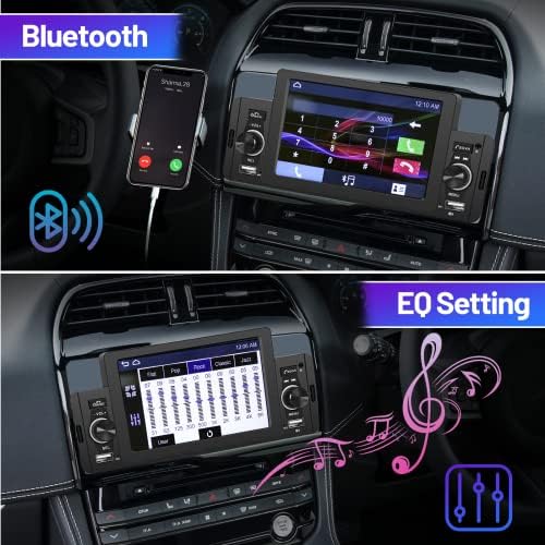 Единечен Din Car Stereo Bluetooth 5 инчен екран на допир автомобил со резервна камера, FM Audio приемник, огледало за огледало за Android/iOS,