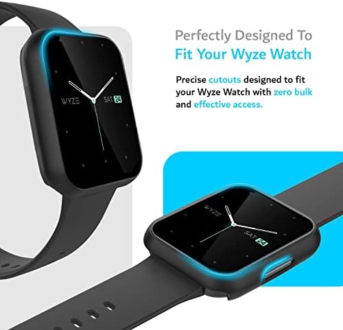 Tudia Easy Snap на калено стакло кутија компатибилен за Wyze Smart Watch 44mm, цврсто тело со целото тело со заштитник на екранот,