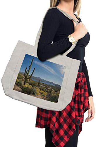 Торба за купување торба за Амбесон Сагуаро, голем кактус на долината над езерото Бартлет во пустината плитка корен од природата, еколошка торба